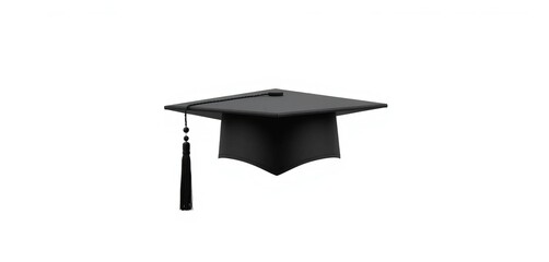 Classic black graduation cap, square academic cap, isolated on pure white background,   academic cap,  black