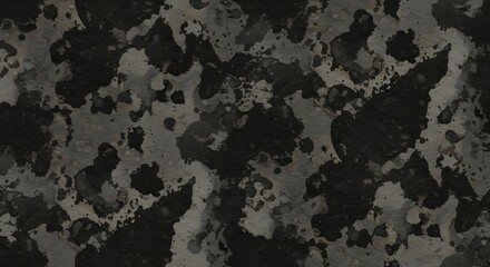 A dark textured background with black and gray paint splatters