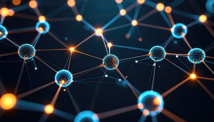 Abstract depiction of molecular structure representing interconnected networks and data flow