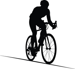 Obraz premium Silhouette Of Road Bike Rider Vector Illustration