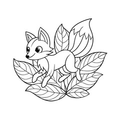Fox Opening a Gift Coloring Page