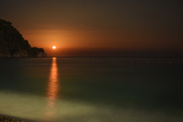 moonset over the sea