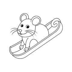 Mouse Sliding Down a Slide Coloring Page