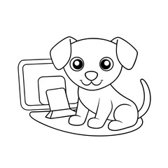 Puppy Watching TV Coloring Page