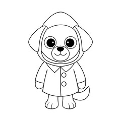 Puppy Wearing a Raincoat Coloring Page