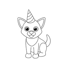 Puppy Wearing a Party Hat Coloring Page