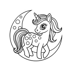 Unicorn Looking at the Sky Coloring Page