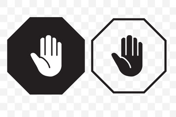 Stop, do not cross, ban, forbidden and alert icon set road safety sign board symbols in red and white color. Stop sign red color isolated. Vector stop hand sign vector illustration.