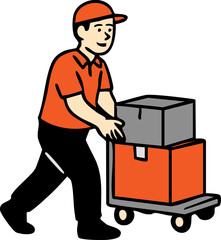 illustration of delivery workers in uniform handling package