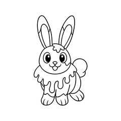 Obraz premium Cheerful Bunny Snow Play Coloring Page
