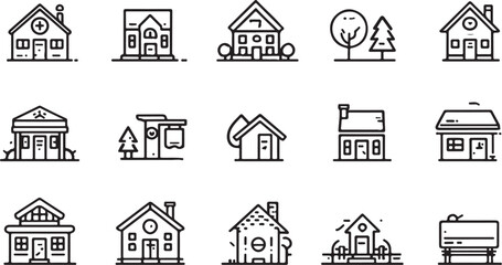 Real estate icon set for modern design projects