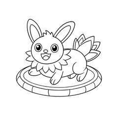 Happy Bunny Bouncing Coloring Page