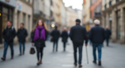  blurred city street background with people walking