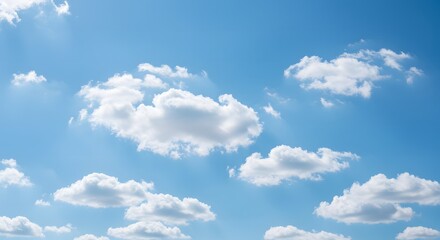 Fototapeta premium clear blue sky background with fluffy white clouds
