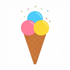 Colorful Ice Cream Cone with Sprinkles Illustration