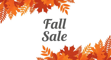 Autumn leaves frame a white space, announcing "Fall Sale"  A seasonal design ideal for advertising or promotional material