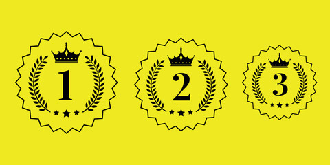 medal set with 1st 2nd 3rd place award ribbons, winner badge and championship prize vector design