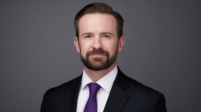 staff. Confident business professional in formal attire, exuding professionalism and approachability in a neutral setting. pitch deck slides.