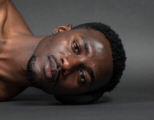 Close-up portrait of a man lying down