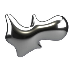 Metallic blob, glossy silver abstract shape with smooth reflective surface. Modern 3D design element symbolizing innovation, creativity, and futuristic aesthetics.