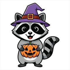 Halloween Cute panda cartoon illustration with bamboo and funny animal character design