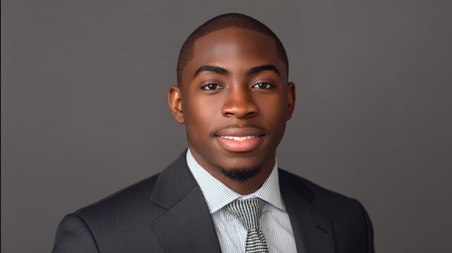 staff. Confident business professional in formal attire, exuding professionalism and approachability in a neutral setting. pitch deck slides.