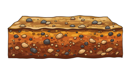 Cartoon Soil Profile with Gravel and Different Layers.