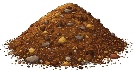 Cartoon Pile of Soil Sand and Rocks Illustration.