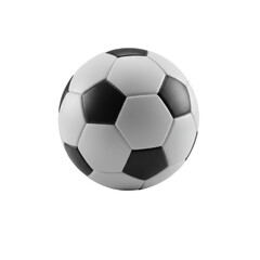 Fototapeta premium Pristine classic black and white soccer ball, perfectly spherical with unblemished panels, on a transparent studio background with subtle reflection, high-end product concept of perfection and premium