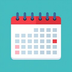 Calendar Flat Vector Illustration with Marked Dates on Blue Background
