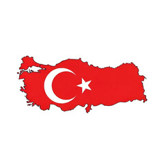 Flat vector map of Turkey filled with Turkish national flag isolated on white background