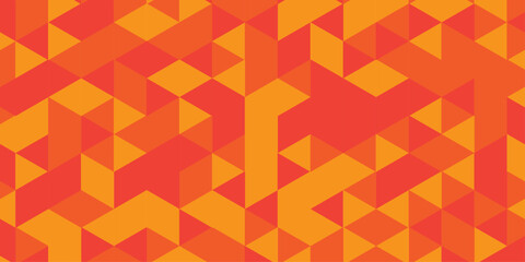 Modern triangle mosaic orange background. Overlap random vector element. Business polygonal texture. Abstract low polygon Geometric banner wall background. Seamless Abstract polygon.	