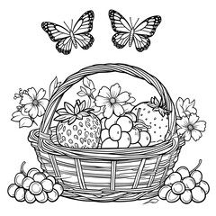basket with fruits illustration