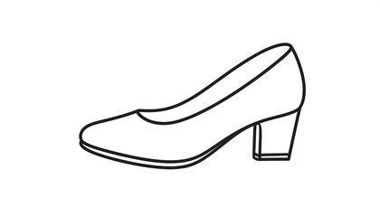 Simple line drawing of a classic woman's heeled shoe, showcasing a side profile view.