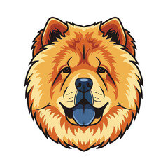 Chow Chow head full body, cartoon vector digital art, isolated on white transparent background
