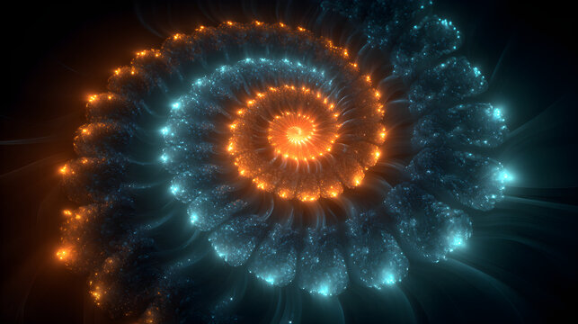 Neon bats spiraling around central glow, dynamic radial symmetry composition, HDR glow mapping, split-complementary palette orange-blue-teal, energetic futuristic wallpaper