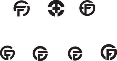 Black abstract circular logos symbol graphic