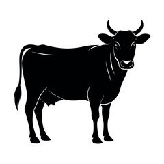 a-striking-black-silhouette-of-a-cow--standing-bro vector  design .eps