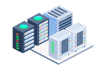 Obraz premium Server rack in a data center, isometric view