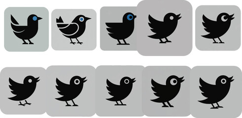 Black birds on gray backgrounds icon social media