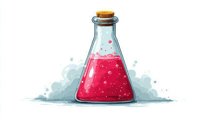 Professional laboratory beaker with vibrant pink chemical solution, showcasing scientific research, chemistry experiments, and innovative laboratory equipment