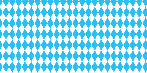 Bavarian blue and white diamond seamless pattern vector, Oktoberfest festival background for banners and packaging.