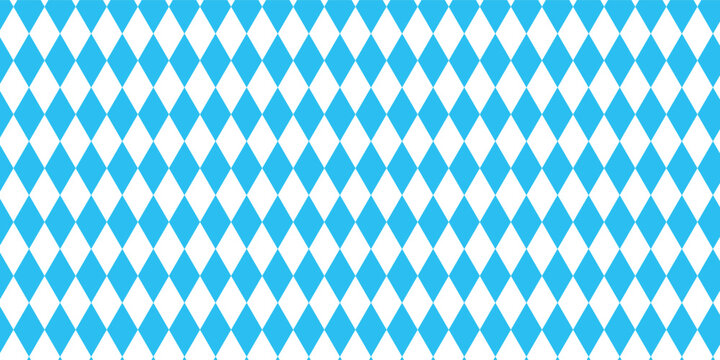 Bavarian blue and white diamond seamless pattern vector, Oktoberfest festival background for banners and packaging.