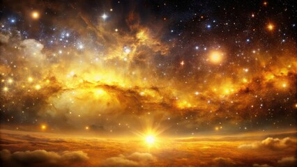 Obraz premium A vast starry expanse with vibrant golden and amber tones