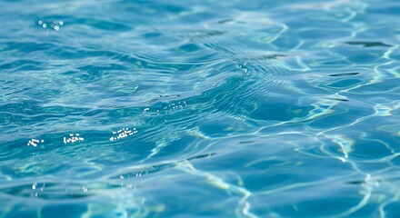 Clear blue water surface with gentle ripples and sunlight reflections.