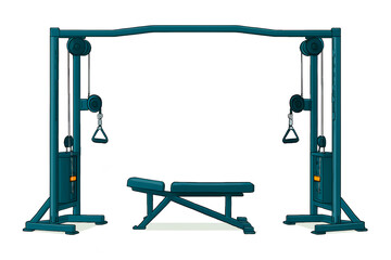 Cable Crossover Machine with Flat Bench – Gym Equipment for Chest Workouts, Muscle Isolation, and Functional Strength Training