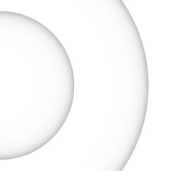 A simple and clean white vector background with a partial circle and sphere creating a minimalistic abstract design.