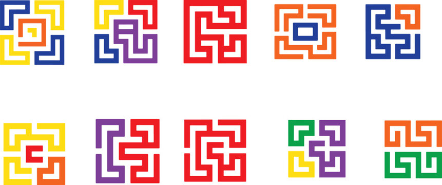 Geometric shapes with multiple colors abstract colorful