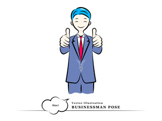グッドサインを出すビジネスマン(サムズアップ,ナイス,いいね)｜ビジネスポーズ