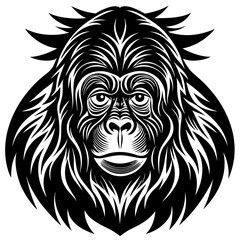 Fototapeta premium Bornean orangutan black design on white background